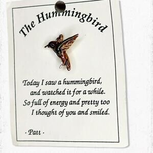 6026gc. Brown Bird Cloisonne Hummingbird Pin